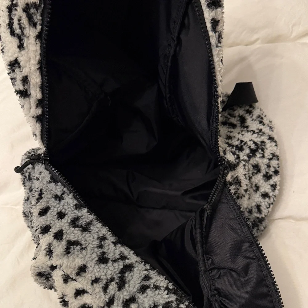 Supreme Black and White Leopard Fleece Backpack